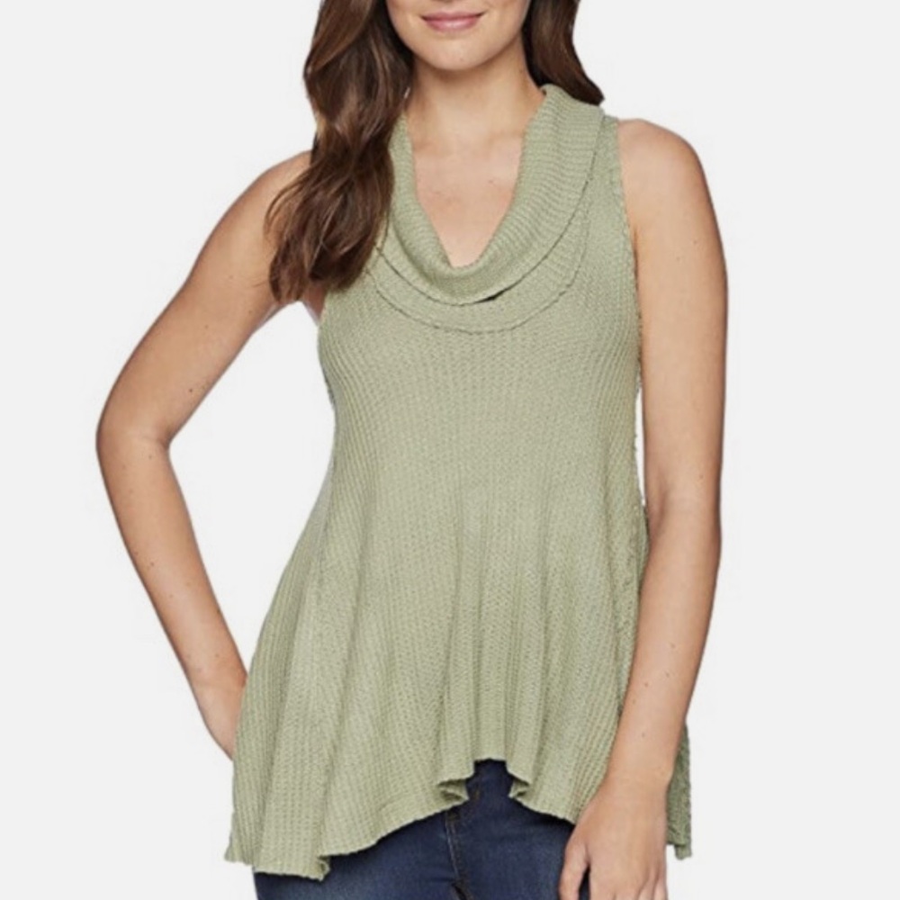 Free People Size S Sage Green Cowl Neck Oversized Tank Top